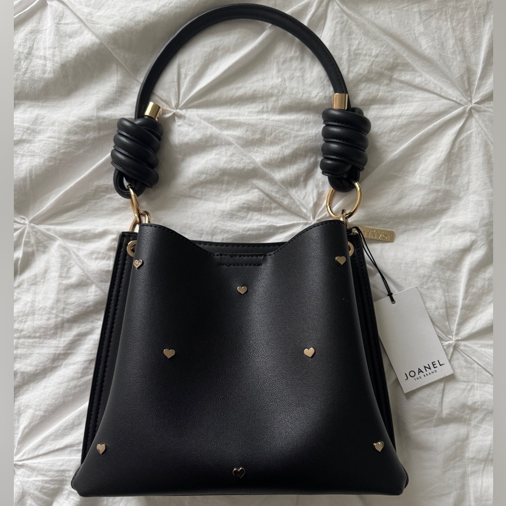 Black Bag with Gold Heart Details With Tags